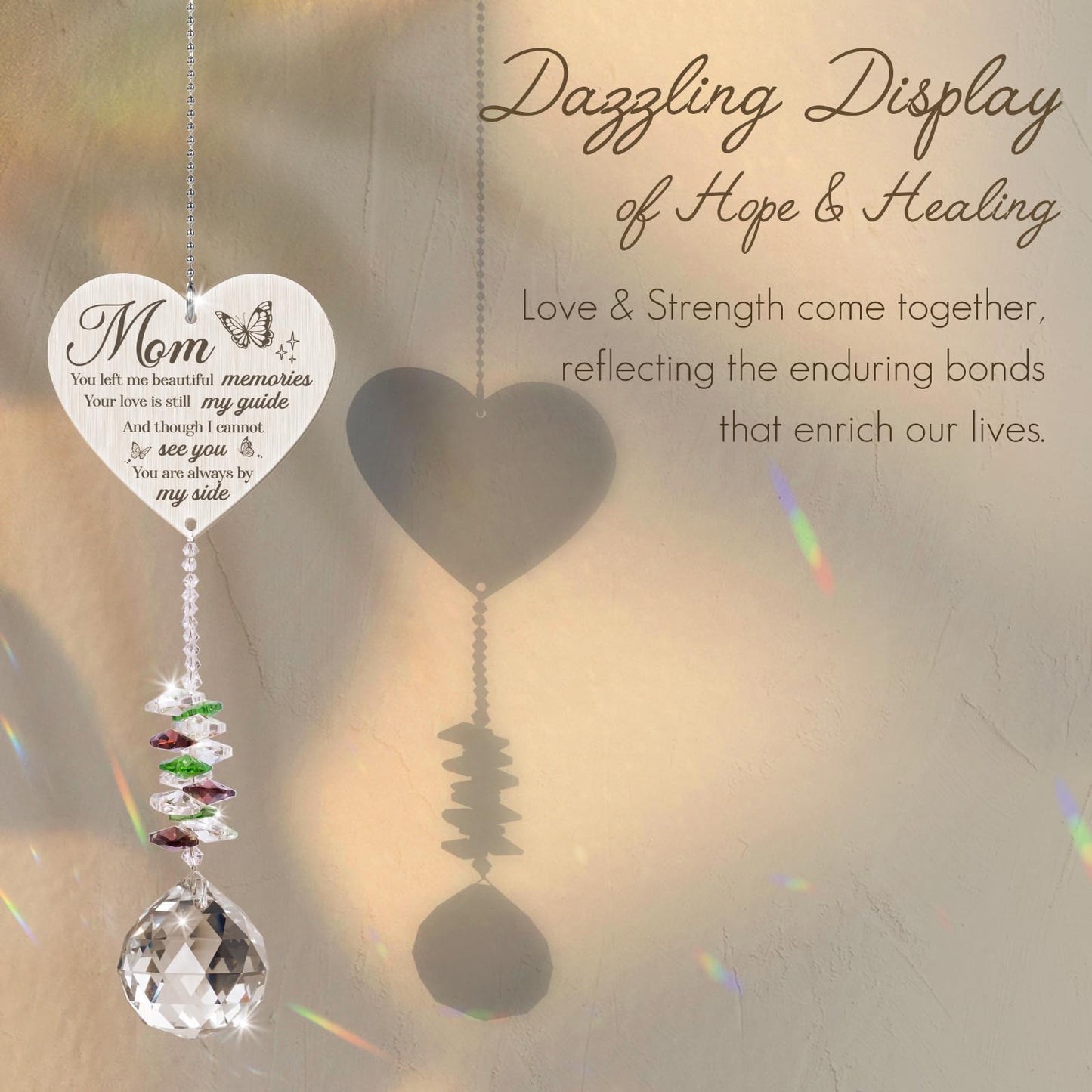 Memorial Gifts for Loss of Mom,Sun Catchers for Windows,Loss of a Mother Sympathy Gifts,Hanging Crystals Ornament for Window Rainbow Maker Prisms Home Decor Gift