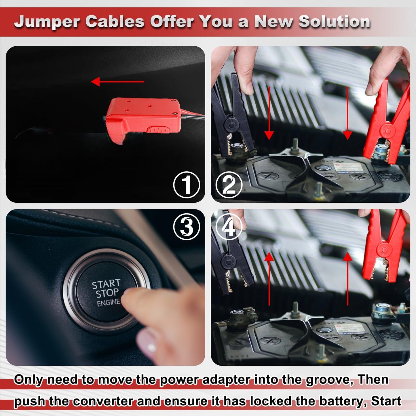 Jumper Cable Clamps Compatible with Mil.Waukee Compatible with M18 18V Battery Jumper Starter, 3.9ft 8AWG Automotive Booster Cable
