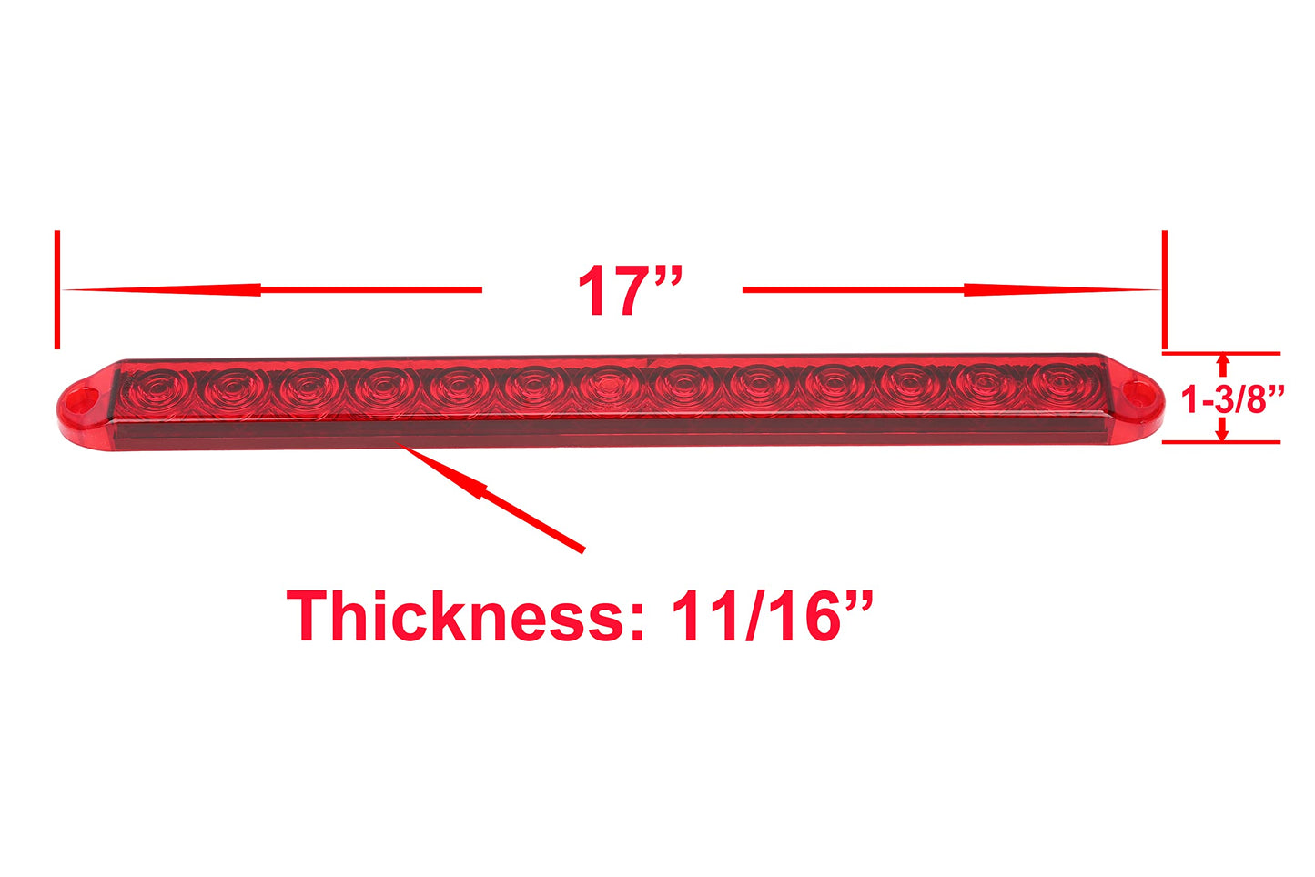 PEAKTOW PTL0109 Waterproof Sealed 12V 17 Inches Trailer Light Bar for Stop Turn Tail Park Brake Marker DOT Compliant 2PK