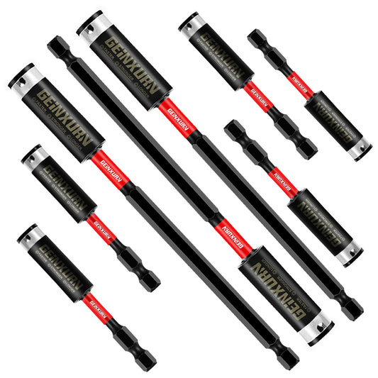 Geinxurn 8 Pieces Impact Magnetic Screwdriver Bit Holders, 3Inches/6inches Extension Socket Drill Bit Holder S2 Alloy Steel Hex Shank Quick-Change Drill Bit Guide