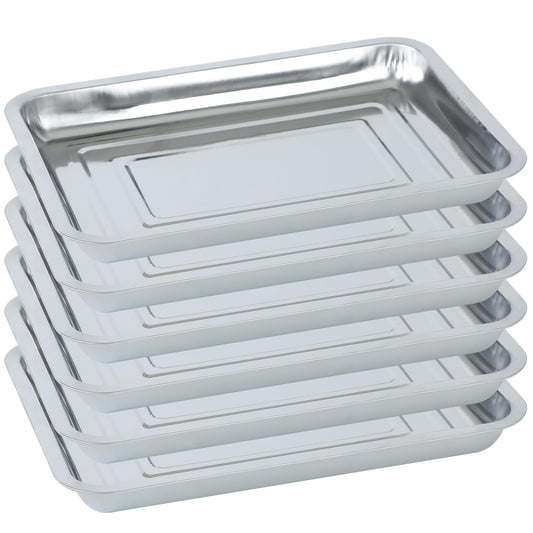 WBCBEC Stainless Steel Plant Trays, Multi-Purpose Tray for Indoor Outdoor Plants Stainless Steel Sprouting Trays Stainless Steel Seed Sprouting Kit Seed Sprouter Tray Seed Starting Trays (6PCS)