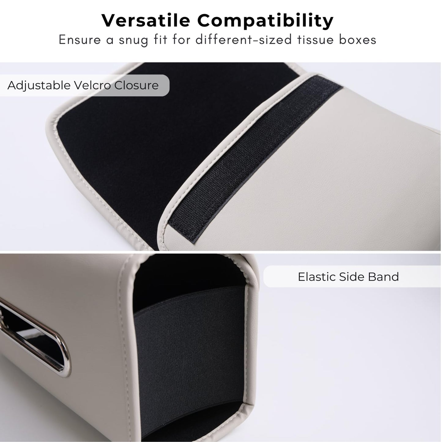Ompellus Premium PU Leather Car Tissue Holder, Classic Style, Rectangular, Black