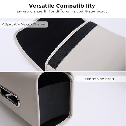 Ompellus Premium PU Leather Car Tissue Holder, Classic Style, Rectangular, Black