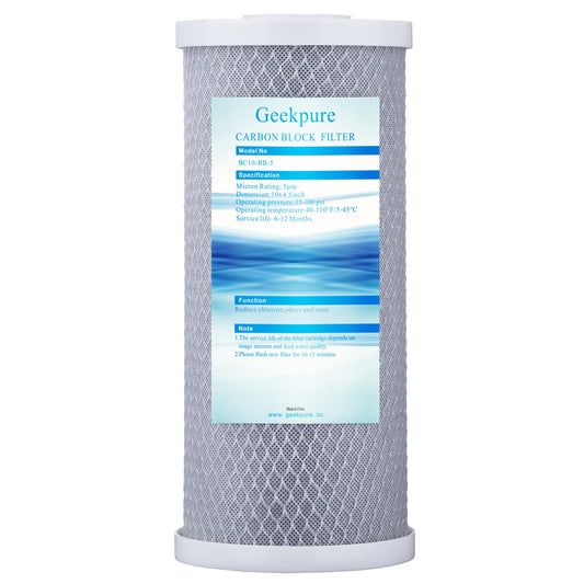 Geekpure 10 Inch Whole House Carbon Block Water Filter -4.5"x 10"-5 Micron
