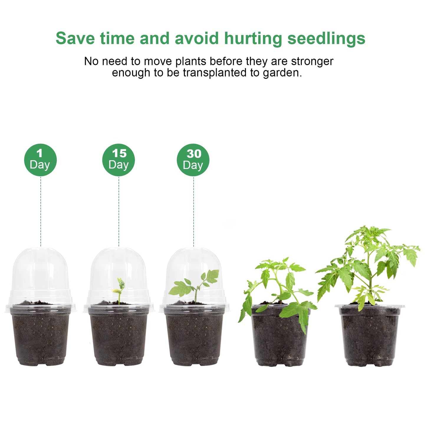 MIXC 30 Packs 4" Plant Nursery Pots with Humidity Domes, Soft Transparent Plastic Gardening Pot, Seedling Pots with 10pcs Plant Labels for Vegetable Propagation, Root Cutting, Seedling
