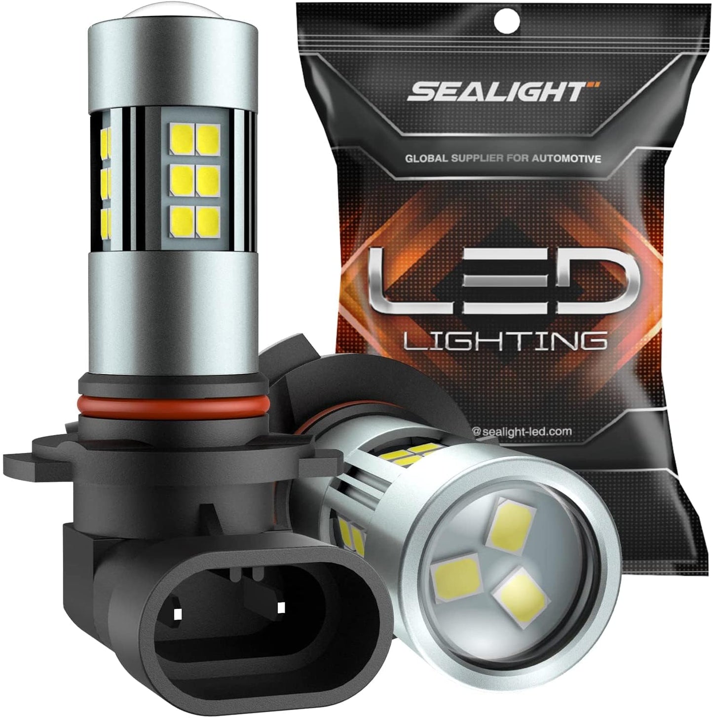 SEALIGHT H10/9145/9140/9045/9040 LED Fog Light Bulbs, 6000K Xenon White, 27 SMD Chips, 360-degree Illumination, Non-polarity, Pack of 2