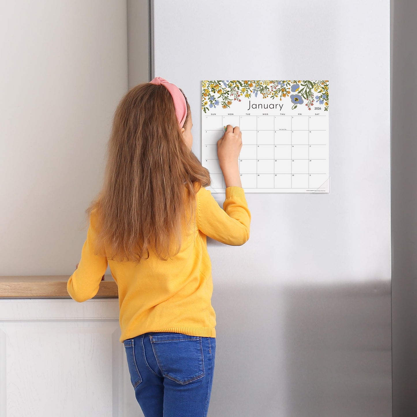 Cabbrix Magnetic Calendar for Fridge, 2026-2027 Refrigerator Calendar January 2026 to June 2027 for Planning and Organizing Your Life, 13 x 11-1/2 Inches, Floral