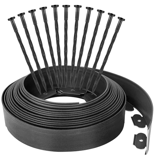 40Ft Garden Edging Border 2-inch Height with 40 Pcs 6-inch Plastic Stakes Landscape Edging Border Paver Edging Kit for Lawn, Yard, Flower Beds