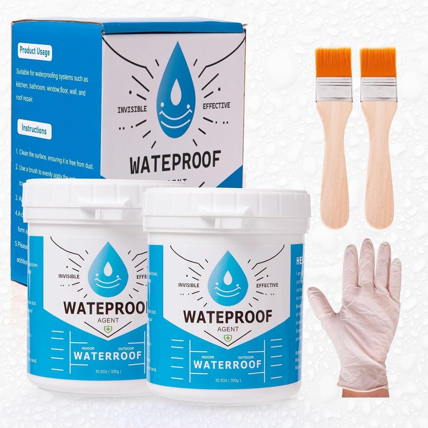 Meuvcol Waterproof Sealant, 21 Oz Transparent Coating, Liquid Glue Leak Adhesive, Clear Invisible Agent for Bathroom, Shower, Roofs, Wood, Indoor & Outdoor