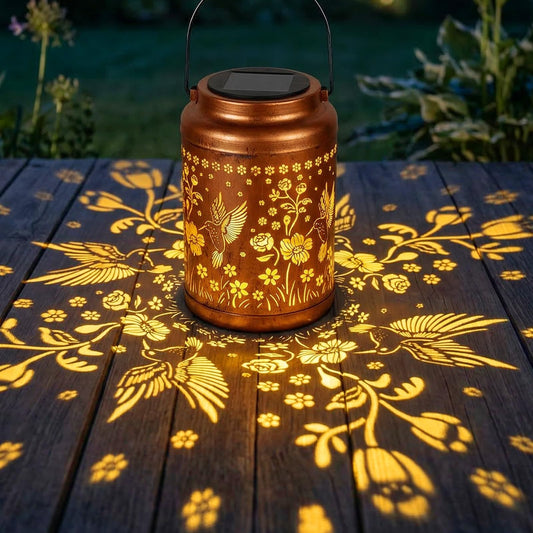 Ninonly Hummingbird Solar Lanterns Outdoor Garden Decor, Waterproof Hollow Out Solar Hanging Lights, Solar Garden Lights for Yard Patio Pathway, Women Gifts for Mother's Day Birthday Christmas