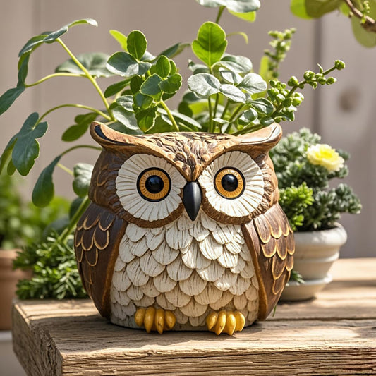 Owl Planter, Owl Sucuulent Pots, Funny Plant Pots Indoor/Outdoor, Decorative Garden Flower Pot, Cute Small Planters for Office Home Decor, Unique Statue Figurine Bowl, Gifts for Women Mother Teacher