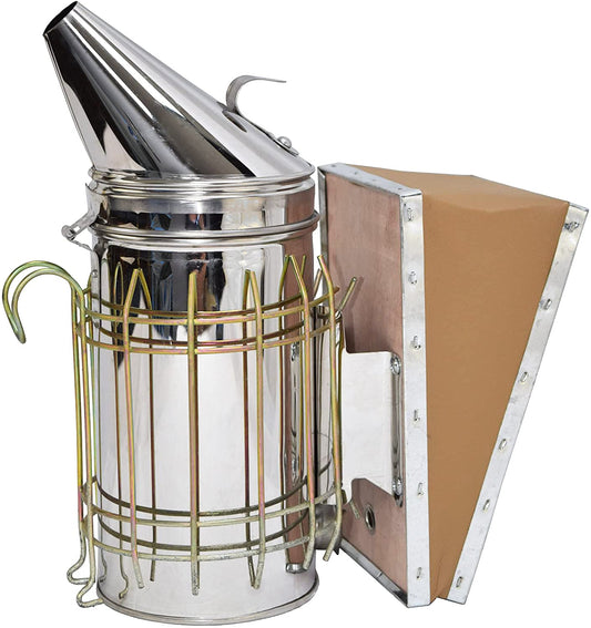 New Bee Hive Smoker Stainless Steel w/Heat Shield Beekeeping Equipment