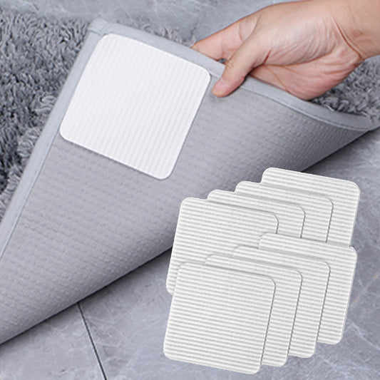 FuKuEn Anti Slip Rug Pad Grippers for Area Rugs 8 Pieces Carpet Tape for Hardwood Floor Rug Corner Grips, Keep Rugs Corners from Curling and Bunching 10x10 cm