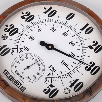 Indoor Outdoor Thermometer Hygrometer - 25.4cm Outdoor Thermometers Large Number, 2 in 1 Thermometer Hygrometer, No Battery Needed Large Outdoor Thermometers for Patio (Brown)