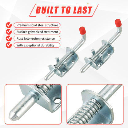 FLKQC Metal Lock Barrel Bolt Spring Loaded Latch Pin Spring Loaded Locking Latch 6.5" Long, Stainless Steel Barrel Bolt for Gate Shed Door Tailgate Trailer Garage (6)