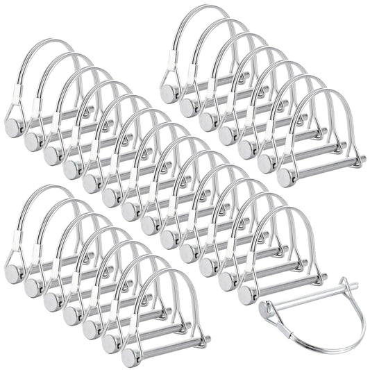 MUXHEL 30Pcs 1/4" x 2-3/4" Carbon Steel Silver Trailer Locking Pins for Farm, Lawn, Hitches and Garden