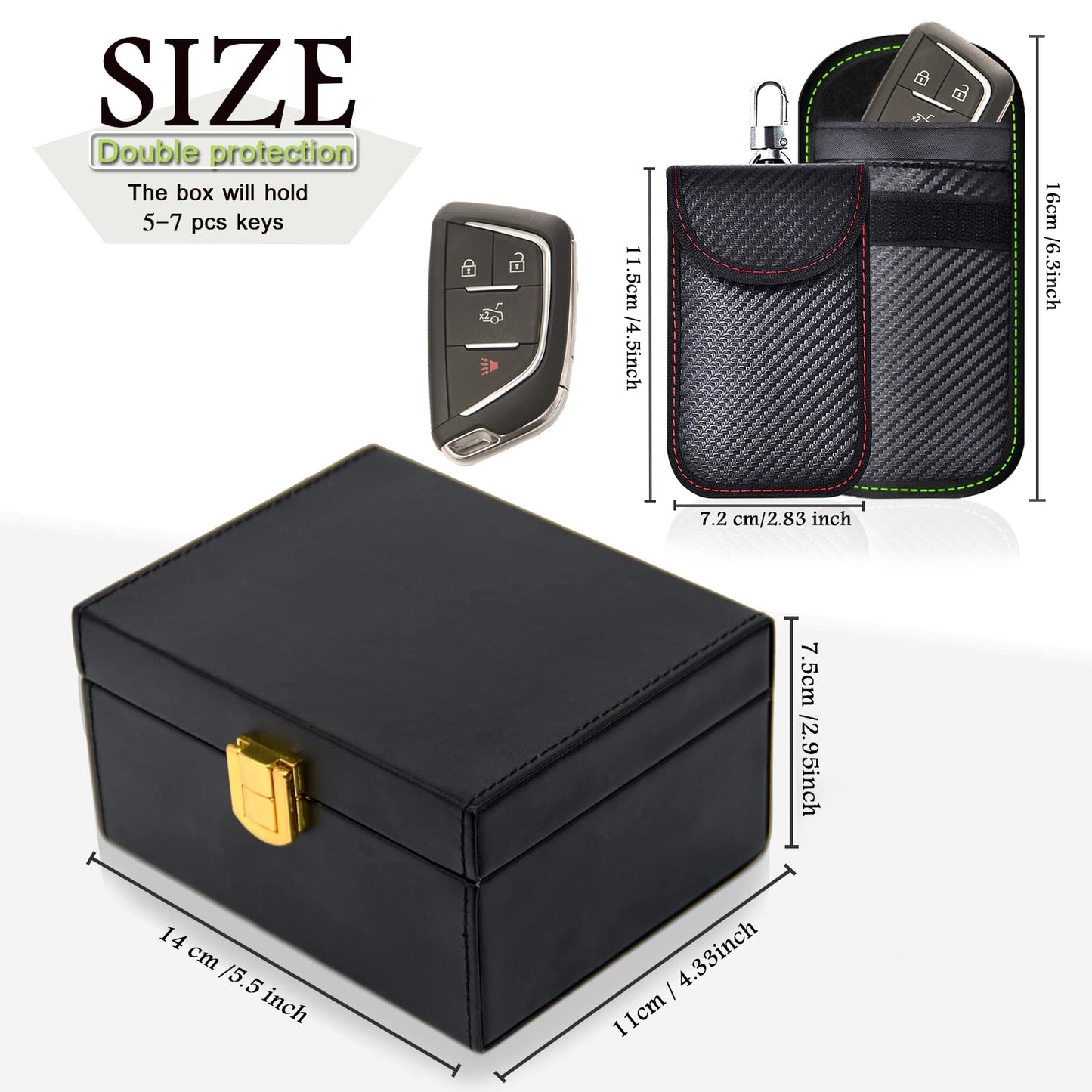 Faraday Box for Car Keys & 2 Pack Faraday Bag for Key Fob Protector, RFID Key Box Faraday Pouch Cage Car Key Signal Blocking Box Anti Theft Car Key Box Signal Blocker