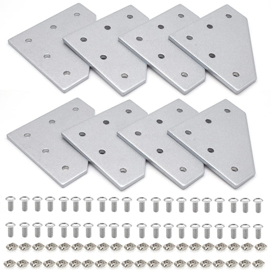 2020 Aluminum Extrusion Connector Bracket Set Included 8PCS Joint Plates,40Pcs M5 L-Slot Nuts and 40Pcs M5x8mm Hex Socket Cap Screw for 2020 Series Aluminum Profile 3D Printer Frame Silver