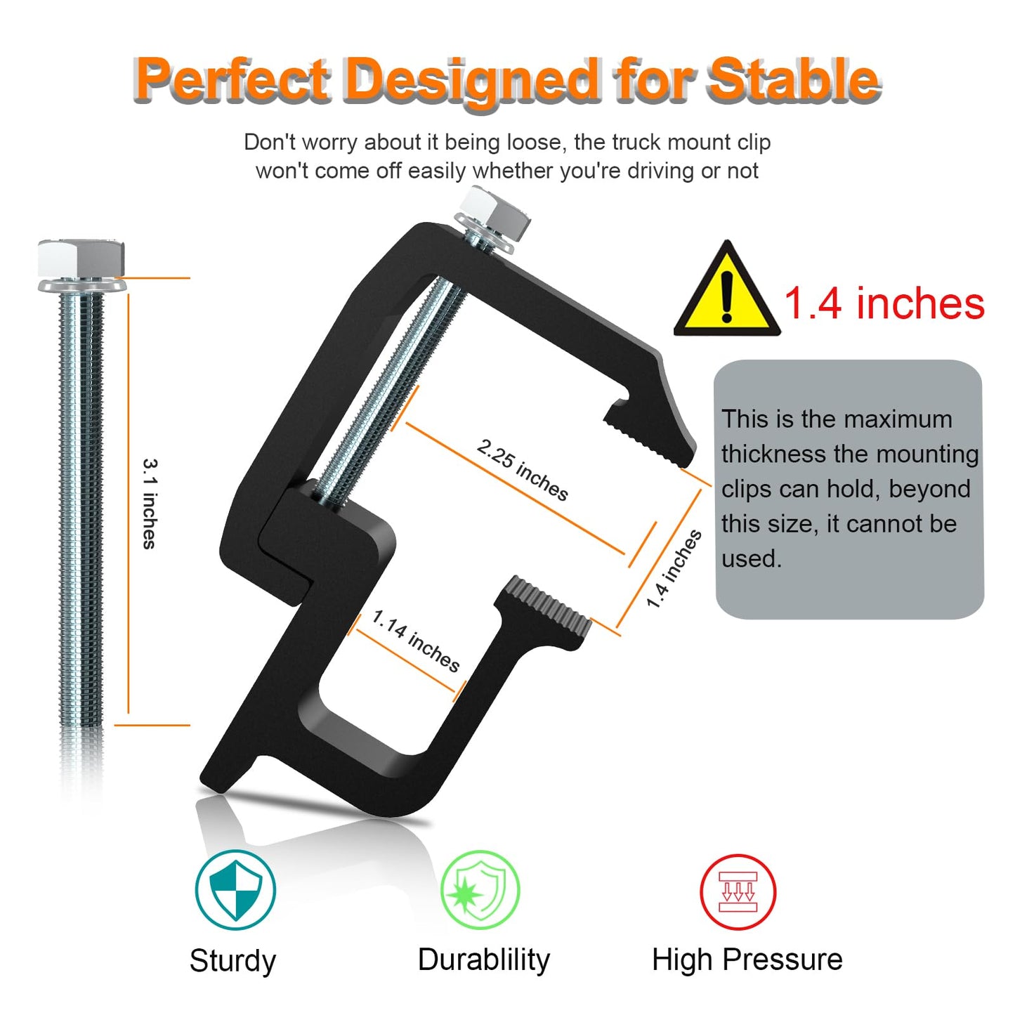 Cholila Cover 4 Pack Premium Aluminum Truck Topper Clamps, Black, Compatible with Chevy Silverado Sierra 1500 2500 3500, Dodge Dakota Ram 1500 2500 3500, F150 F250