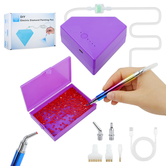 Electric Diamond Painting Pen, Vacuum Diamond Art Pen with Storage Tray, Diamond Painting Accessories Pens No Wax Needed | Cordless & Quiet | 1200mAh Rechargeable Battery for DIY 5D Diamond Art