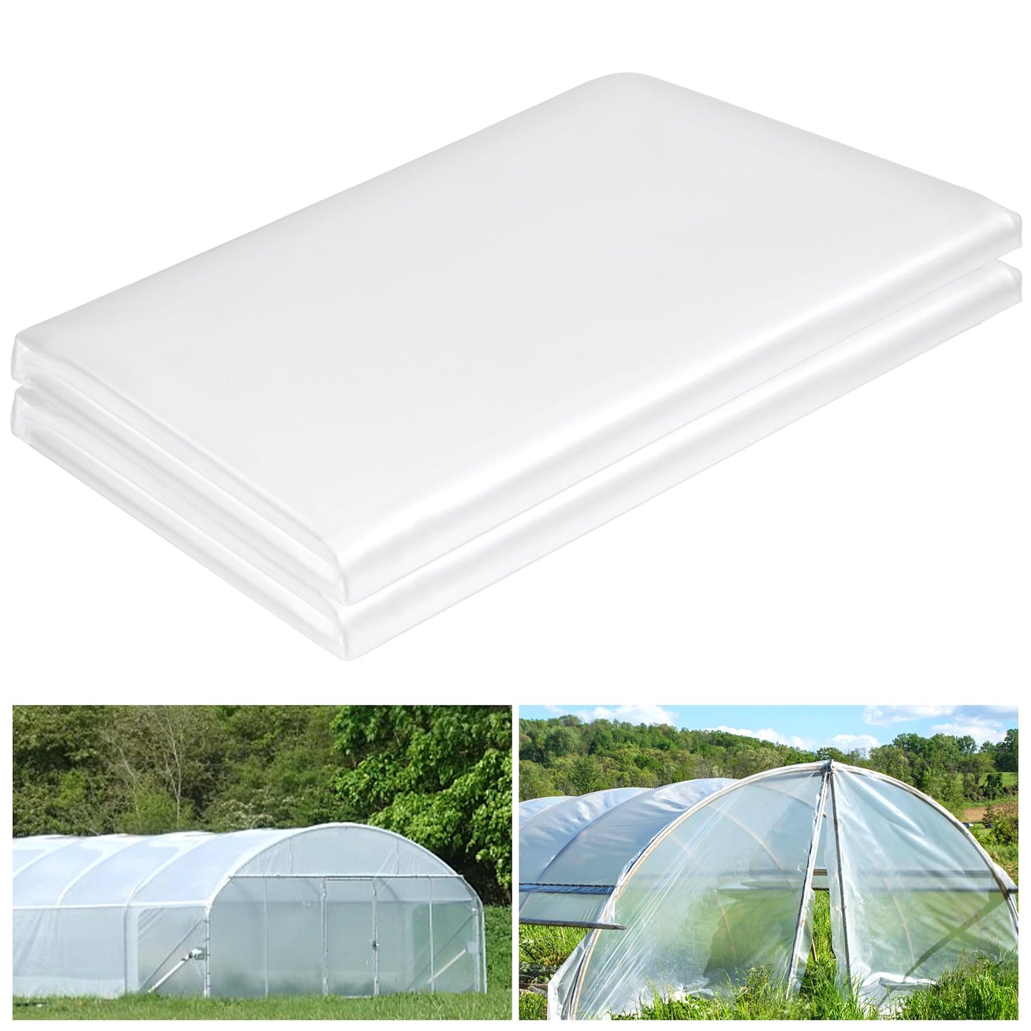 10 x 20 FT Clear Greenhouse Plastic Sheeting, 6 Mil Polyethylene Film Heavy Duty, Water Sun Frost Wind Dust Resistant Winter Hoop House Toughness Plastic Cover for Farming, Gardening, Agriculture,DIY
