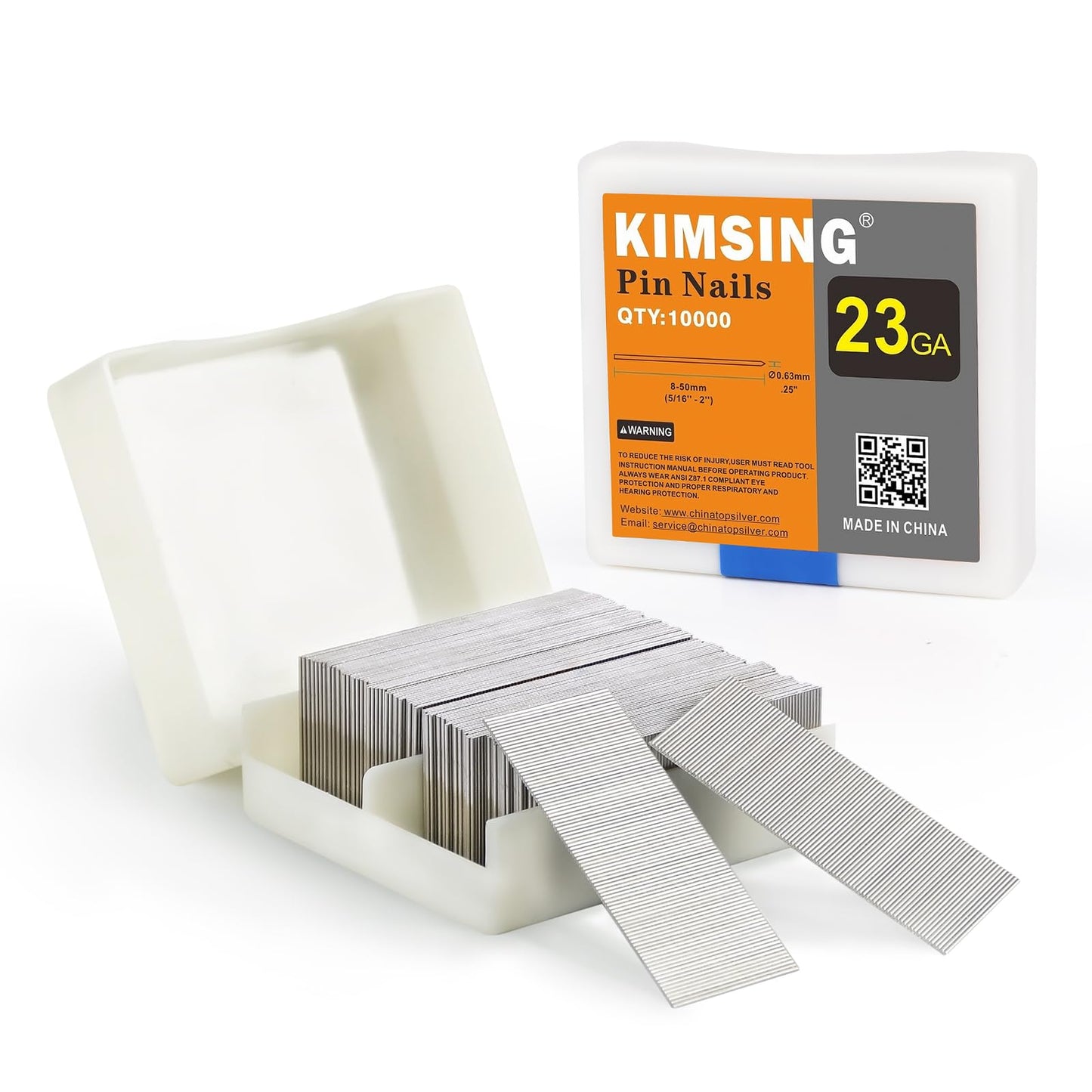 KIMSING P625SS(25mm) 23 Gauge Stainless Steel Micro Pin Nails 9,000 Pcs/Box, Headless Pinner Nails for Pneumatic Pin Nailer