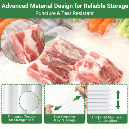 Vacuum Sealer Bags Rolls for Food Storage, 3 Rolls 11" x 16.5', BPA-Free, Heavy Duty, Commercial Grade, Sous Vide & Freezer Safe, Cut to Fit