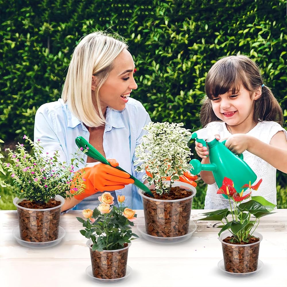 30 Pcs 3/4/5/6/7 Inch Clear Nursery Pots Plastic Plant Pots Clear Plant Pots with Drainage Nursery Pot for Seed Starting Succulents Seedlings Cuttings (30, Transparent, 3/4/5/6/7 Inch)