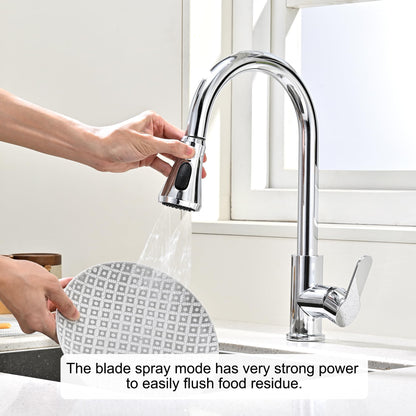OJODJFAS Kitchen Faucet Head Replacement Polished Chrome,Universal ABS Sink Faucet Head,3 Function Pull Down Spray Nozzle with 15 Adapter,Fits Moen,Delta,Kohler,WEWE,Grohe American Standard Faucet
