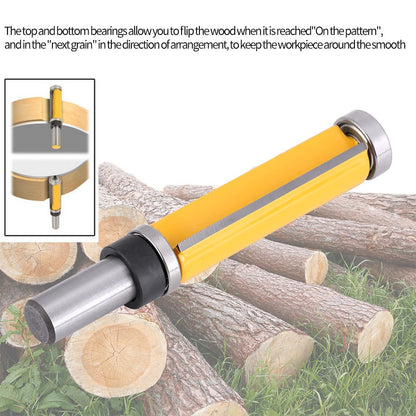 1/2" Shank Straight Router Bit Woodworking Flush Trim Router Bit Tool 2-1/2"L x 3/4''Dia with Long Cutter, Top and Bottom Bearing