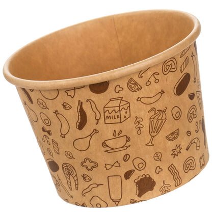 Cedilis 50 Pack Paper Containers with Lids, 8oz to Go Paper Soup Container, Disposable Kraft Food Cup for Hot or Cold Soup, Ice Cream, Yogurt