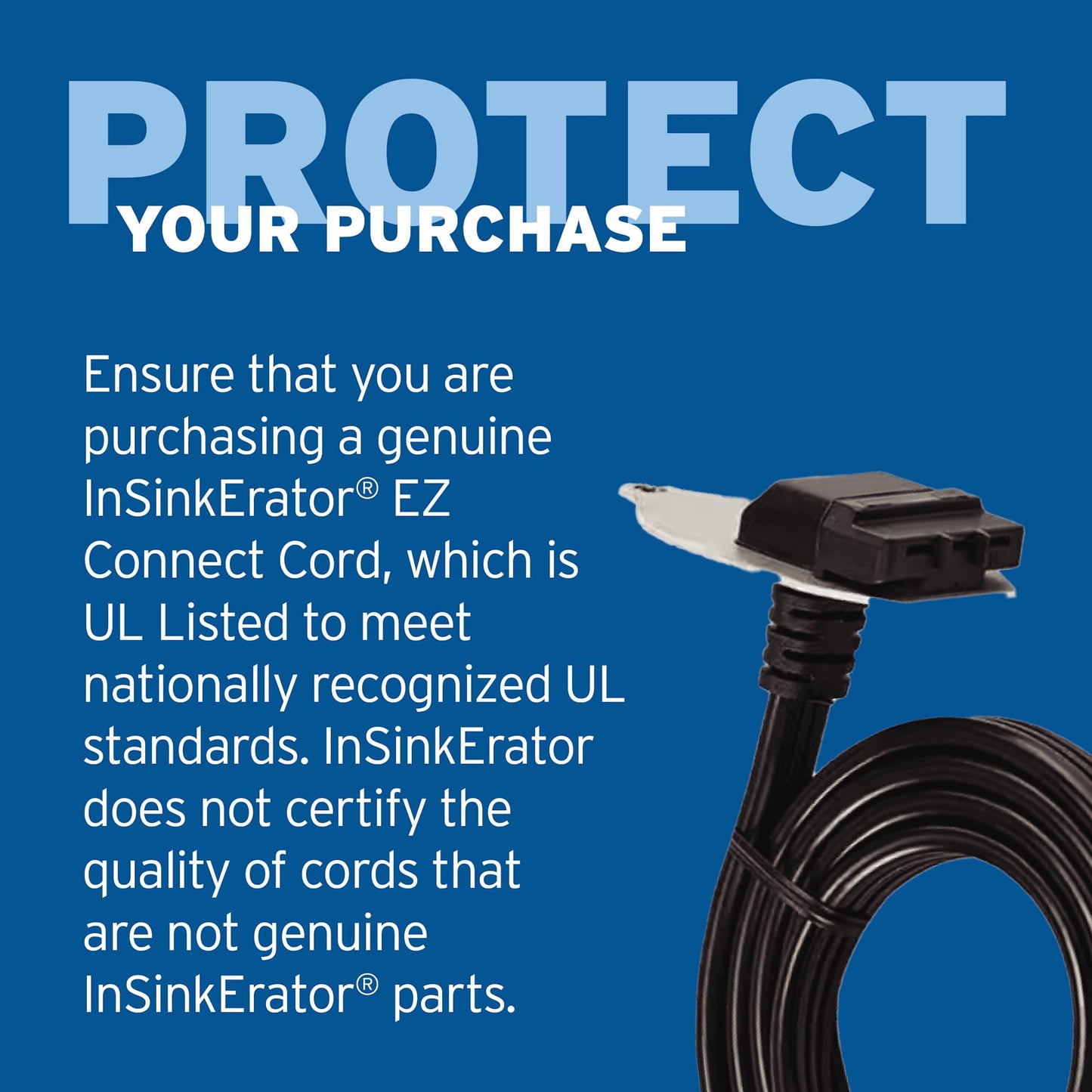 InSinkErator Garbage Disposal EZ Connect Power Cord for EZ Connect Garburators