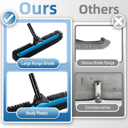 WXFANA 51cm Wide Pool Brush Head, Extra-Large Pool Brush Heavy Duty Pool Cleaning Brush with 12-Rows Bristles, Inground/Above Ground Pool Brushes with Curved Ends,Sturdy EZ Clip Handle (No Pole)