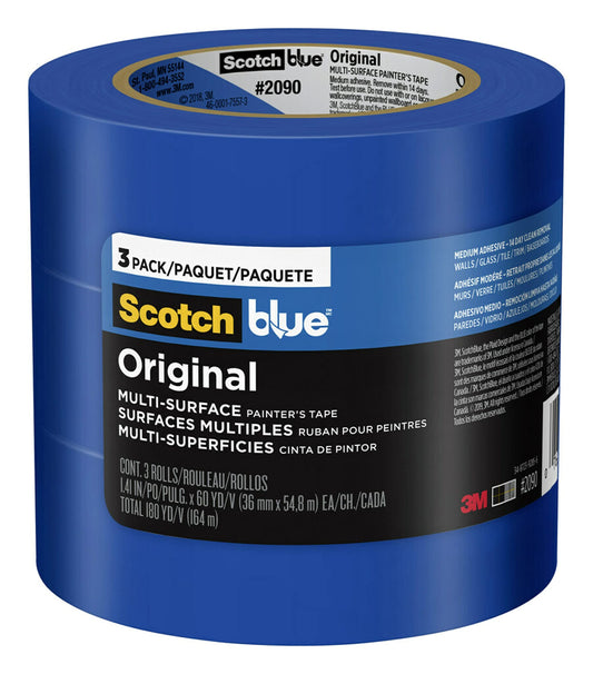 Scotch Painter's Tape 2090-36AP3 ScotchBlue Original Painter's Tape, 1.41" Width, Blue