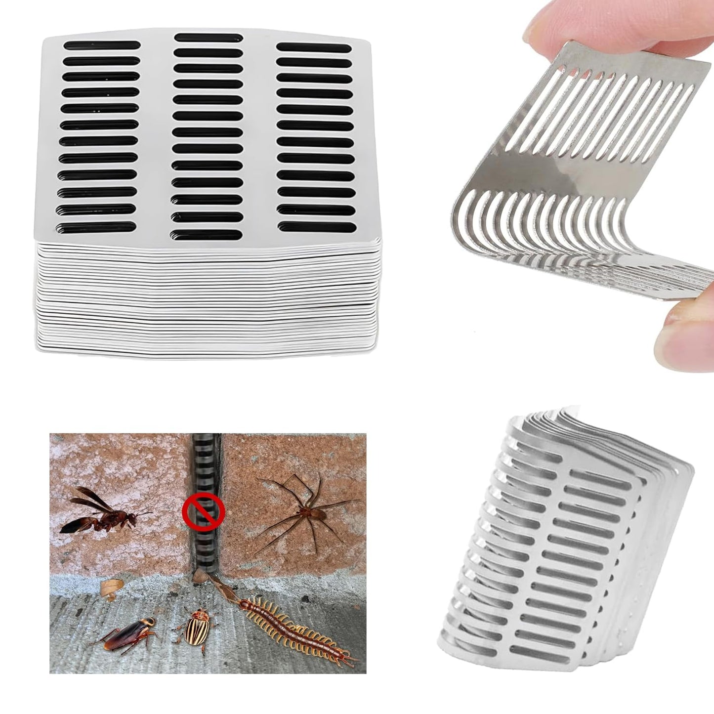 30PCS Stainless Steel Brick Weep Hole Covers for Brick Walls,Prevents Entry of Rats, Wasps,Bees, Lizards, Snakes and Scorpions （2.75" ）
