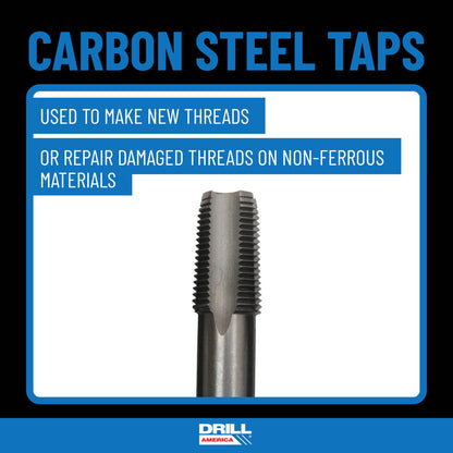 Drill America DWTPT Series Qualtech Carbon Steel Pipe Tap, Uncoated (Bright) Finish, Round with Square End Shank, 3/4"-14 NPT (Pack of 1)