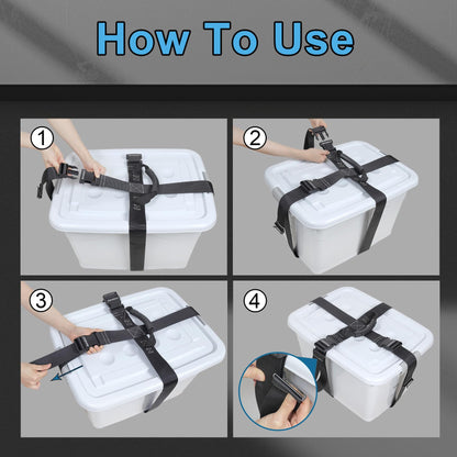 Aurosturt Box Carrying Strap with Handle Adjustable Straps for Battery Box Handheld Belt Carry Straps for Safely Moving and Lifting Heavy Boxes (Black, 118.1 Inch-Plastic Buckle)