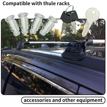 Lock Cylinders for Car Racks System(4 Pack),One-Key System Lock Core Compatible with Thule Racks,Bike Rack,and Other Equipment with Lock Cylinder,Includes 4 Cores, 2 Keys and A Control Key