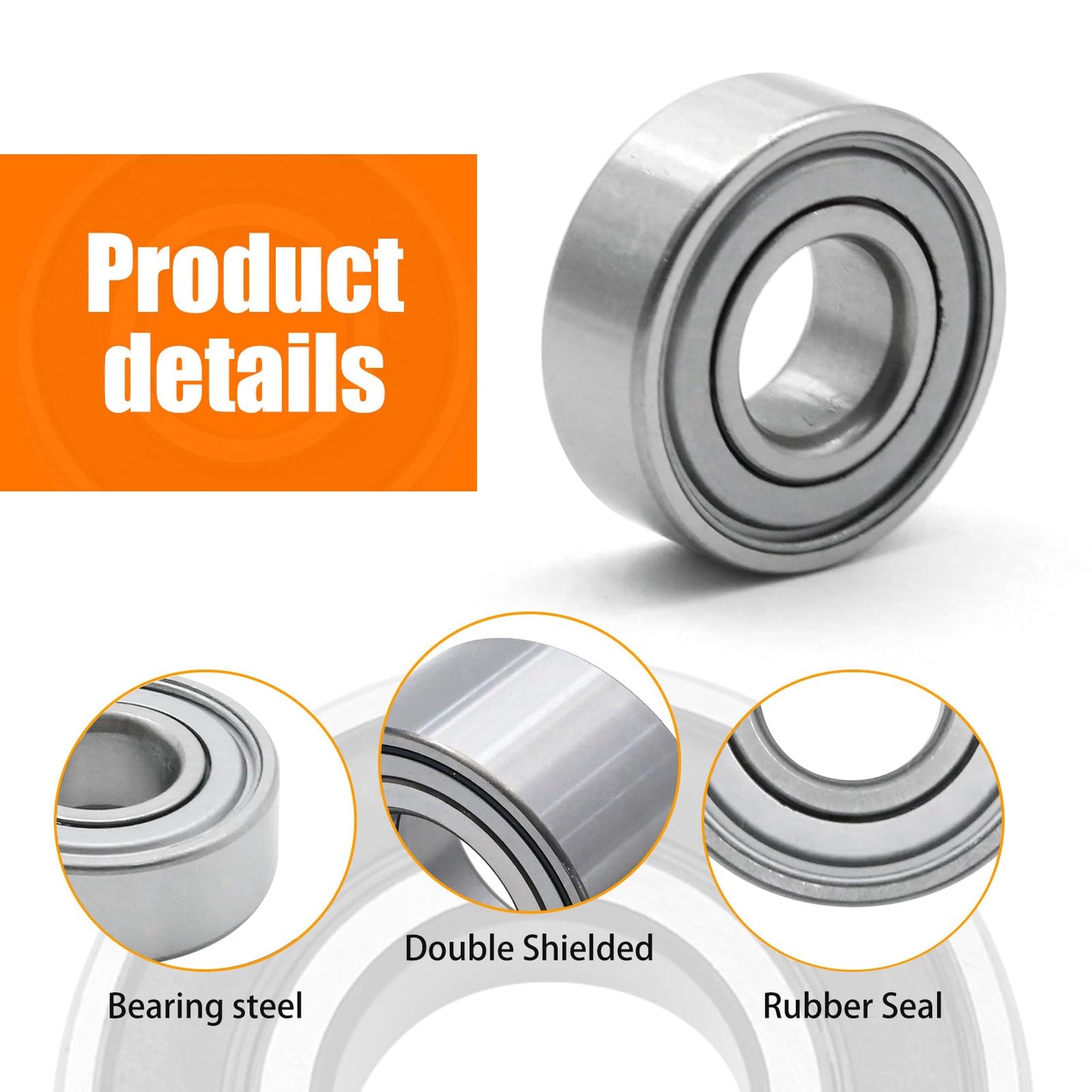 Newnessai 4Pcs Z9504-2RST Spindle Ball Bearing, Replacement for Motorcycles Go-Kart ATVs Snowmobiles Lawn Mowers, Replaces 204BBAR, P204RR6, JD9239