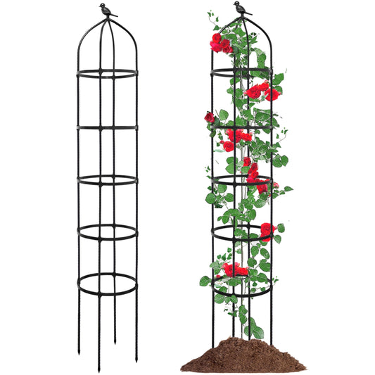 6.7FT Garden Obelisk Trellis for Climbing Plants,81”Metal Plant Support Tower,Heavy Duty Thickened Tube,Rustproof Black Vine & Flower Stand for Outdoor Indoor Use