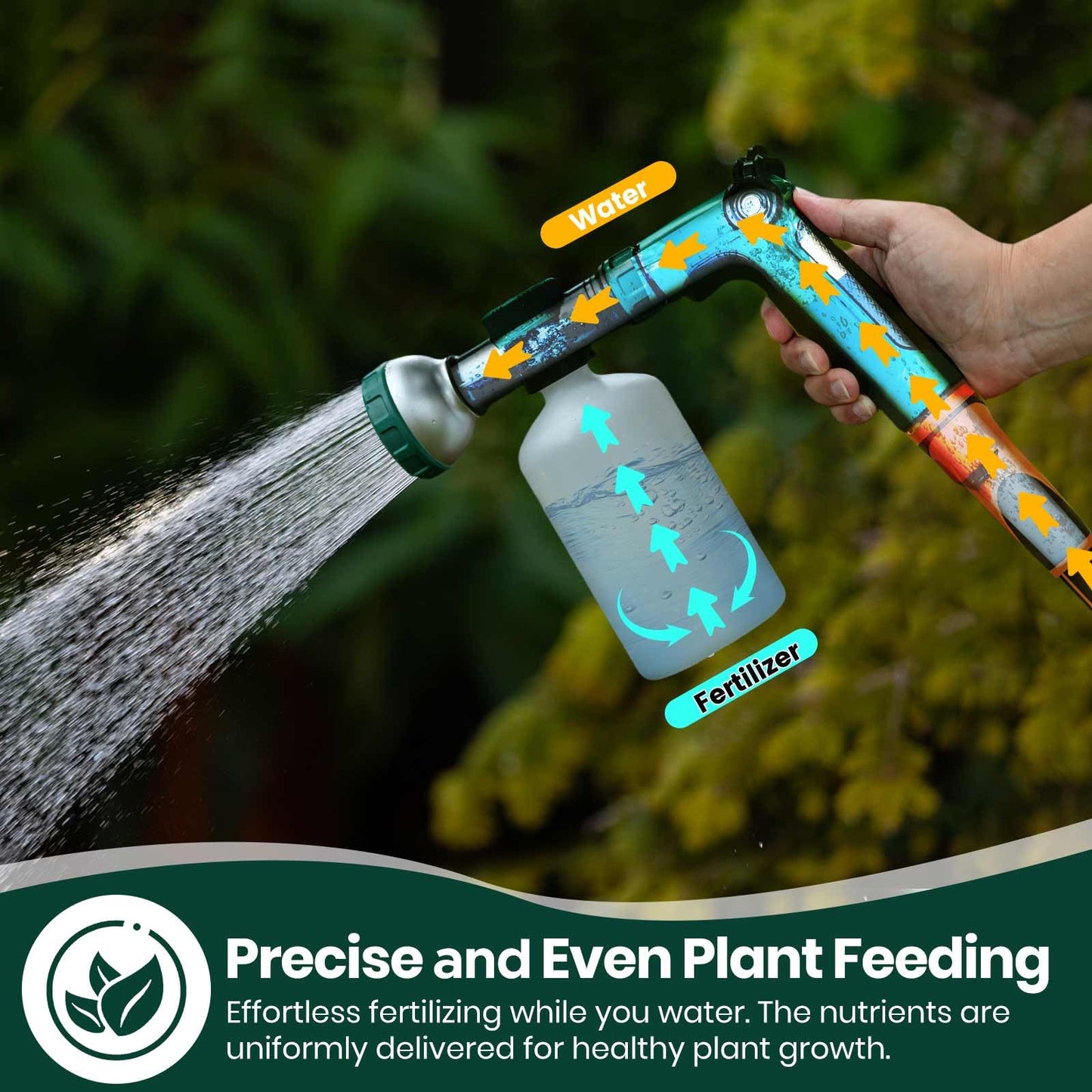VENETIO 8-Dial Hose Attachment Spray Gun for Liquid Fertilizer/Soap | Precision Lawn & Garden Feeder for Uniform Fertilizing and Watering Plants | Hose-End Nozzle Sprayer with 500mL Bottle