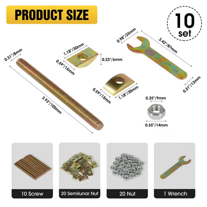 Countertop Joint Connectors,Counter Top Fasteners Bolt,Butcher Block Fasteners Draw Bolts,Miter Bolts Connector Hardware for Bed Frame,Furniture,Table (Yellow M8 100mm)