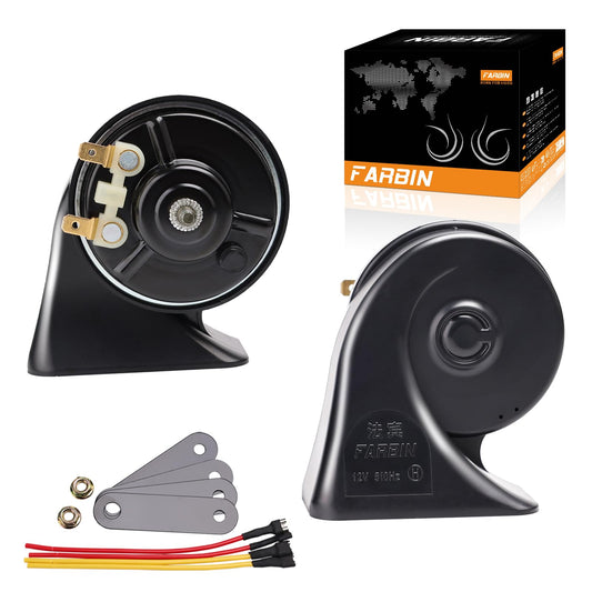 FARBIN Car Horn 12v Loud Waterproof Double Horn Super Loud Train Horns Car Electric Snail Horn Air Horns Truck Horns Replacement Kit Universal for Car Motorcycle Truck Boat