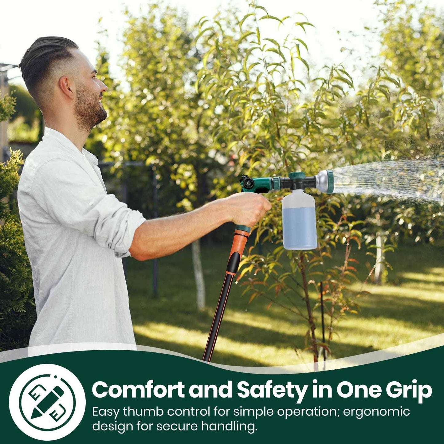 VENETIO 8-Dial Hose Attachment Spray Gun for Liquid Fertilizer/Soap | Precision Lawn & Garden Feeder for Uniform Fertilizing and Watering Plants | Hose-End Nozzle Sprayer with 500mL Bottle