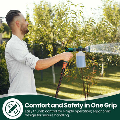 VENETIO 8-Dial Hose Attachment Spray Gun for Liquid Fertilizer/Soap | Precision Lawn & Garden Feeder for Uniform Fertilizing and Watering Plants | Hose-End Nozzle Sprayer with 500mL Bottle