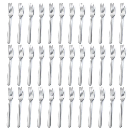 Pleafind 36-Pcs Dinner Forks Set, 8 Inch Forks Silverware, Stainless Steel Fork, Silverware Fork, Mirror Polished Fork Set, Small Forks for Home, Restaurant, Dishwasher Safe