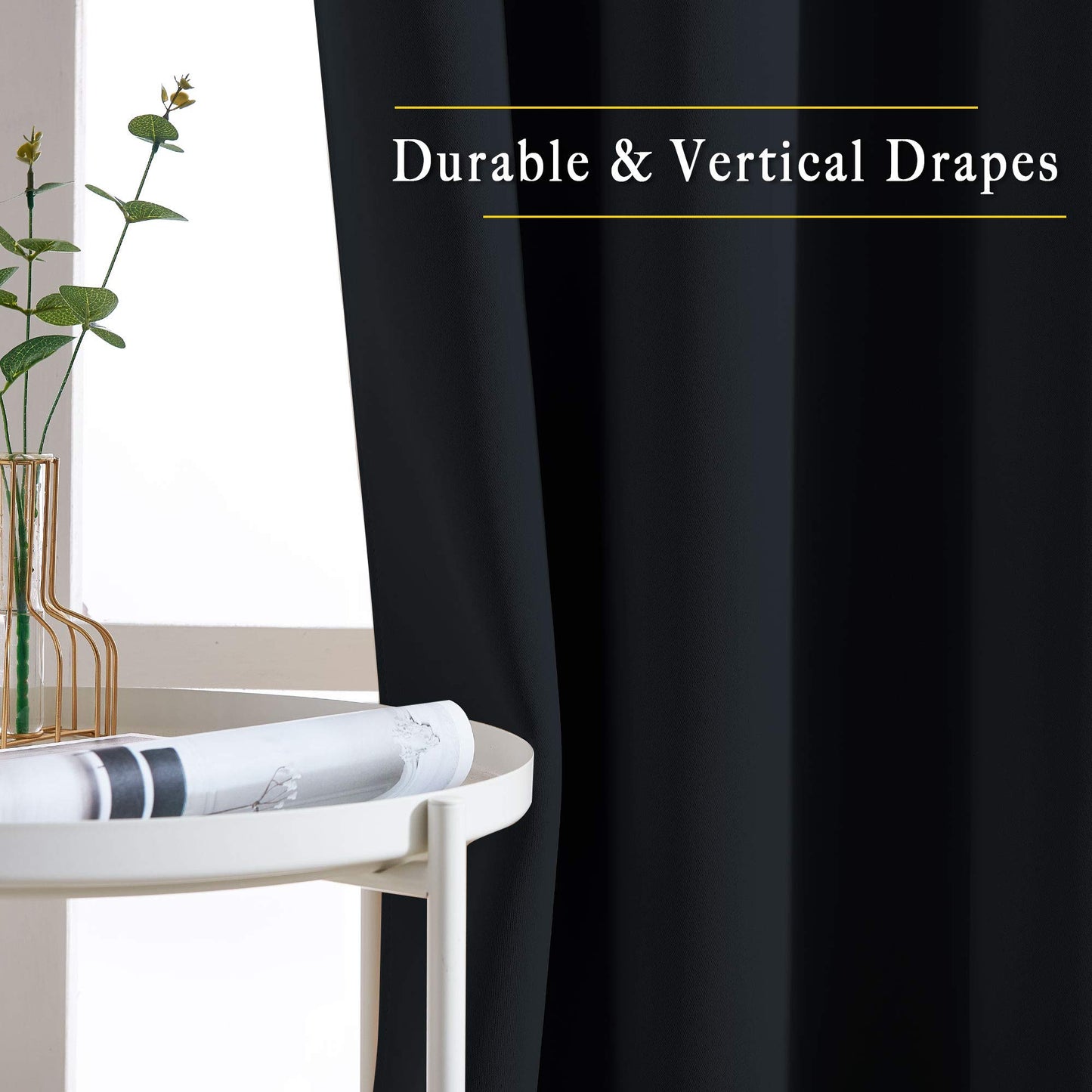 NICETOWN Blackout Curtains 2 Panels - Black Out Curtains 84 Inch Long,Insulated Curtains Room Darkening Grommet Curtains for Bedroom Living Room Windows (52 by 84 Inches,Black,Set of 2)