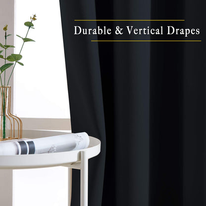 NICETOWN Blackout Curtains 2 Panels - Black Out Curtains 84 Inch Long,Insulated Curtains Room Darkening Grommet Curtains for Bedroom Living Room Windows (52 by 84 Inches,Black,Set of 2)