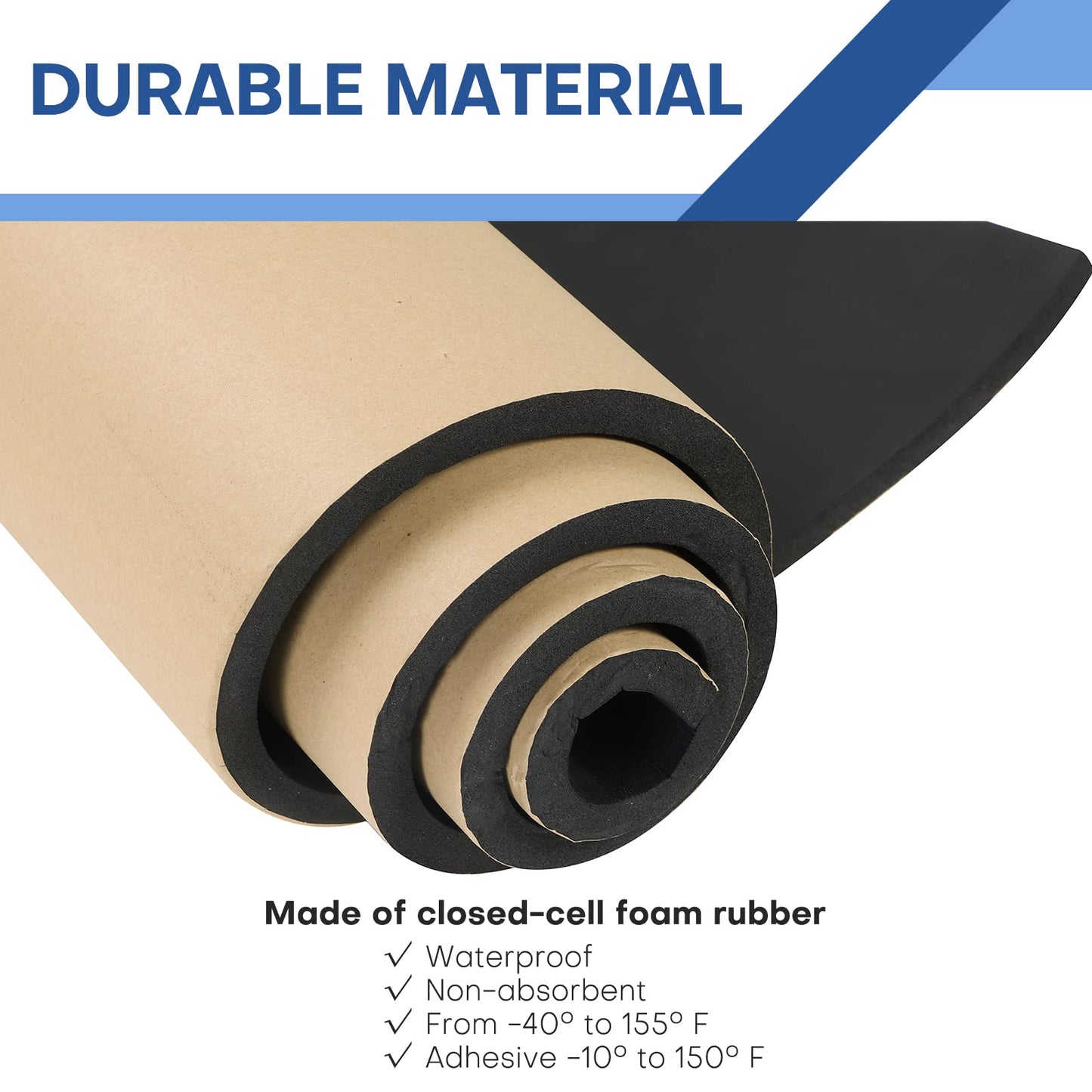 MYFULLY Sponge Neoprene Roll with Adhesive, Waterproof Foam Rubber Sheet Cut to Multiple Dimensions and Lengths for Shock Pad, DIY, Gaskets, Crafts (1/2" Thick x12 Wide x 54" Long)