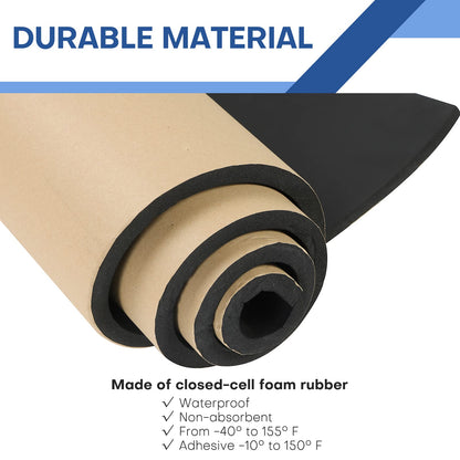 MYFULLY Sponge Neoprene Roll with Adhesive, Waterproof Foam Rubber Sheet Cut to Multiple Dimensions and Lengths for Shock Pad, DIY, Gaskets, Crafts (1/2" Thick x12 Wide x 54" Long)